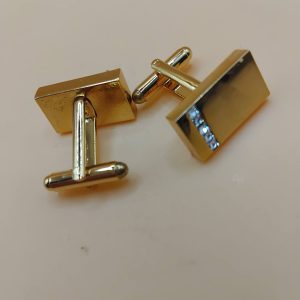 (Cf16) Pair of strip gemstone gold plated cufflinks