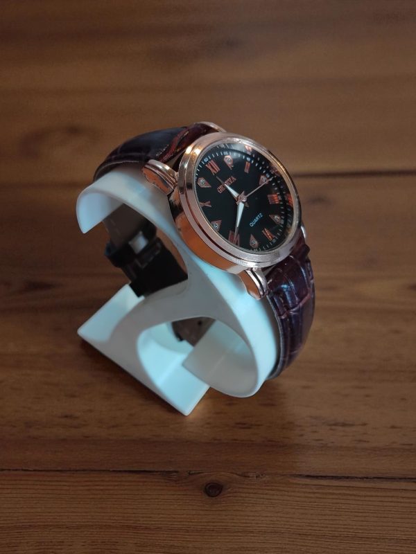 (LW171) Geneva Ladies brown leather strap watch
