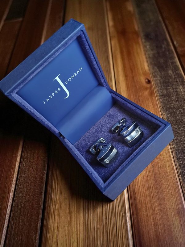 (Cf18) Pair of Jasper Conrad cufflinks with clear quartz crystal - Image 2