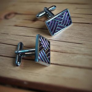(Cf2) Asymmetrical rectangular pair of boxed cufflinks