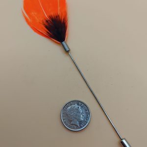 (LP20) Salmon and black feather design lapel pin