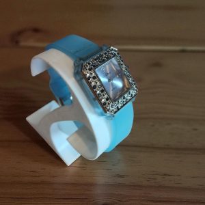 (Lc22) Le Chat ladies/teens blue silicone strap watch with rhinestones