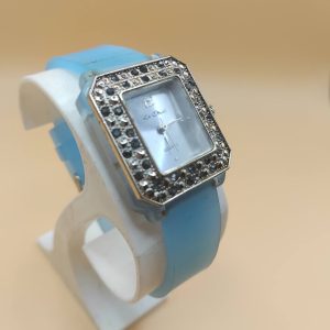 (Lc22) Le Chat ladies/teens blue silicone strap watch with rhinestones