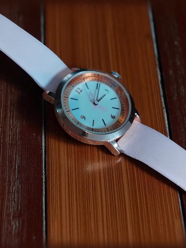(BW29) Ladies teenager leather strap light pink ribbon watch - Image 3