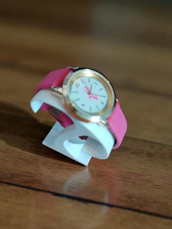 (BW34) Ladies teenager dark pink ribbon leather strap watch - Image 3