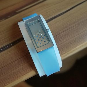 (BW36) Ladies teenager slim blue silicone strap wrist watch