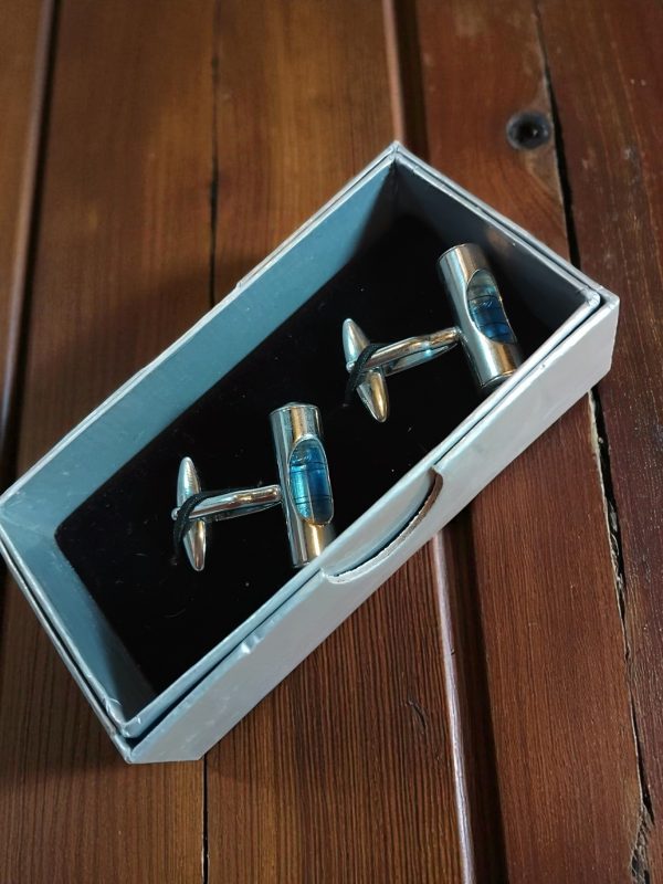 (Cf4) pair of blue liquid spirit level cufflinks - Image 2