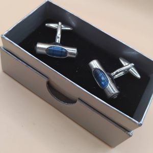(Cf4) pair of blue liquid spirit level cufflinks