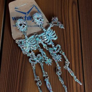 (E42) Unisex goth punk large skeleton dangly earrings