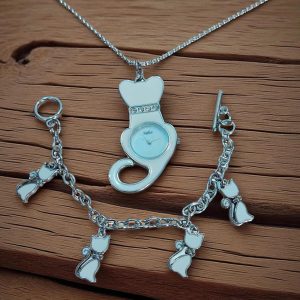 (BW48) Reflex girls necklace with timepiece and matching bracelet