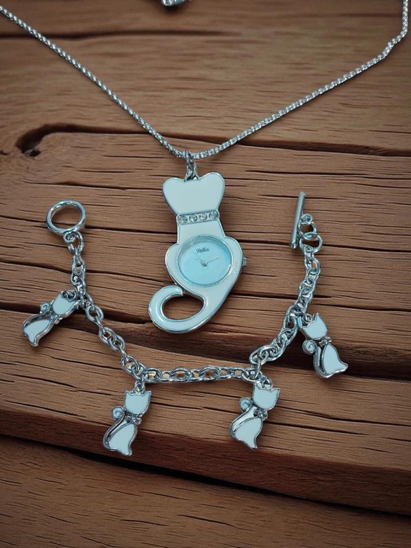 (BW48) Reflex girls necklace with timepiece and matching bracelet