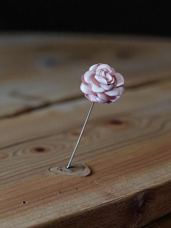 (LP5) Pink larger silk flower design lapel / hat pin - Image 2
