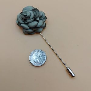 (LP6) Grey silk flower design lapel / hat pin