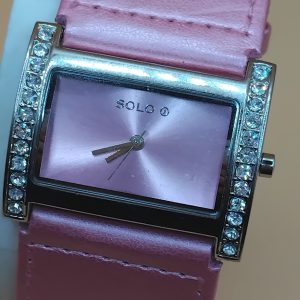 (LW79) SOLO Ladies pink thick banded leather strap wrist watch