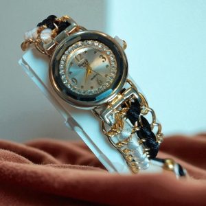 (LW81) Ladies /teenager braided drawstring watch with rhinestones
