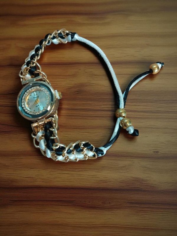 (LW81) Ladies /teenager braided drawstring watch with rhinestones - Image 2