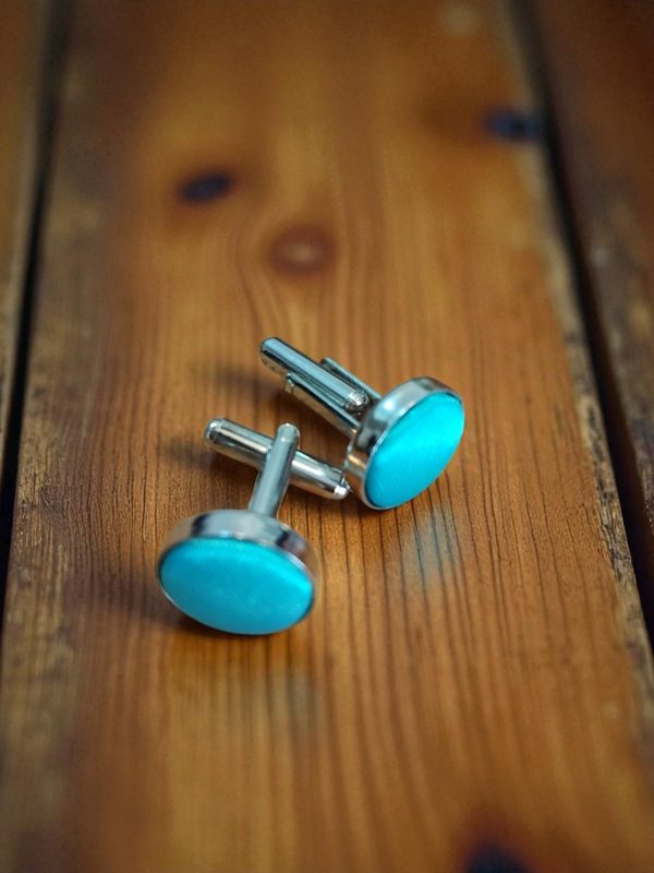 (Cf1) Pair of coloured ceramic on stainless steel boxed cufflinks - Image 9