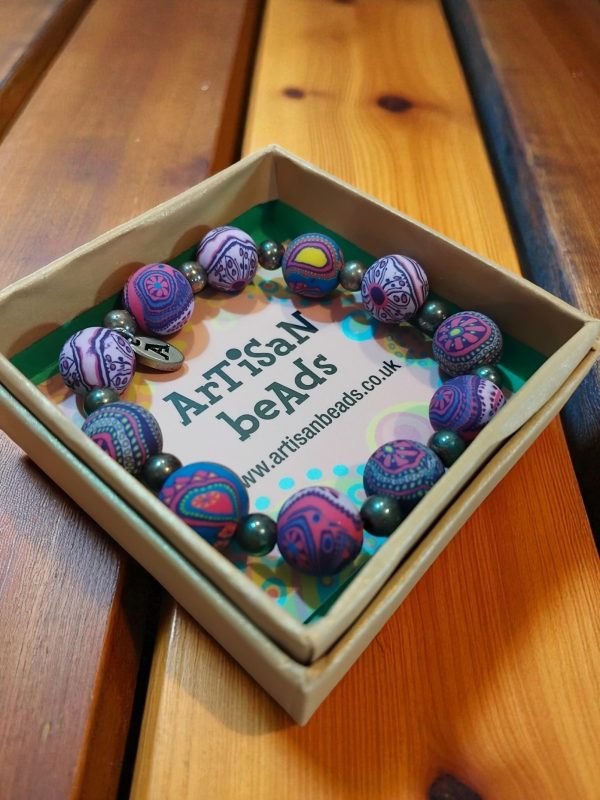 (B12) Artisan Bead adult/teenager boxed bracelet