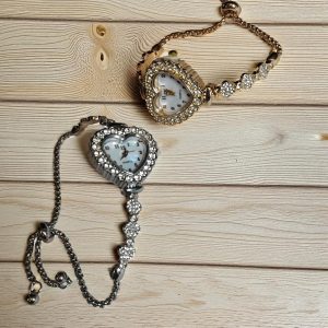 (LW222) Drawstring Heart face shaped with rhinestones ladies / teens dress watch boxed