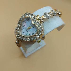 (LW222) Drawstring Heart face shaped with rhinestones ladies / teens dress watch boxed