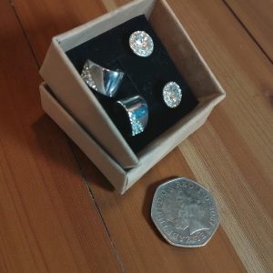 (B-E-25) 2 pairs boxed earrings/studs