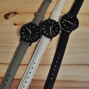 (BW-56) Unisex simplistic design leather strap watch