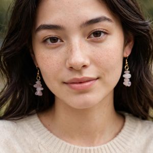 (E84) Precious stone boxed earrings