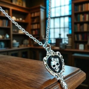 (B-N-1) Skull in mirror pendant necklace
