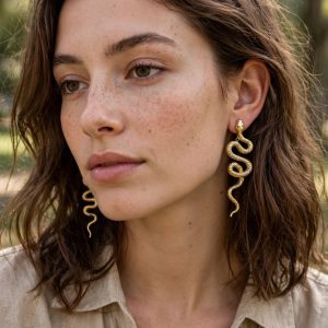 (E91) Swirly snake earrings