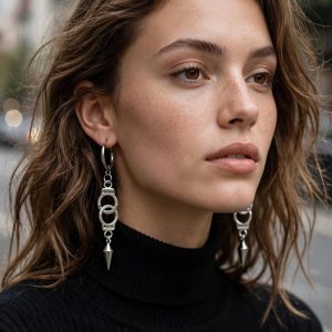 (E97) handcuff goth punk style earrings