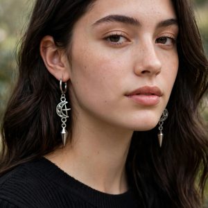(E98) Moon goth punk style earrings