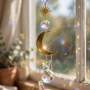 (SC2) Boho crystal suncatcher / rainbow maker window hanging
