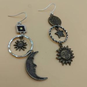 (E35) Sun & moon goth steam punk earrings