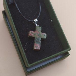 (N169) Petite cross precious stone necklace