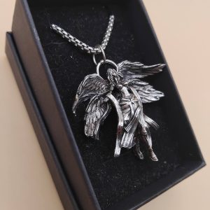 (N42) Goth angel pendant necklace